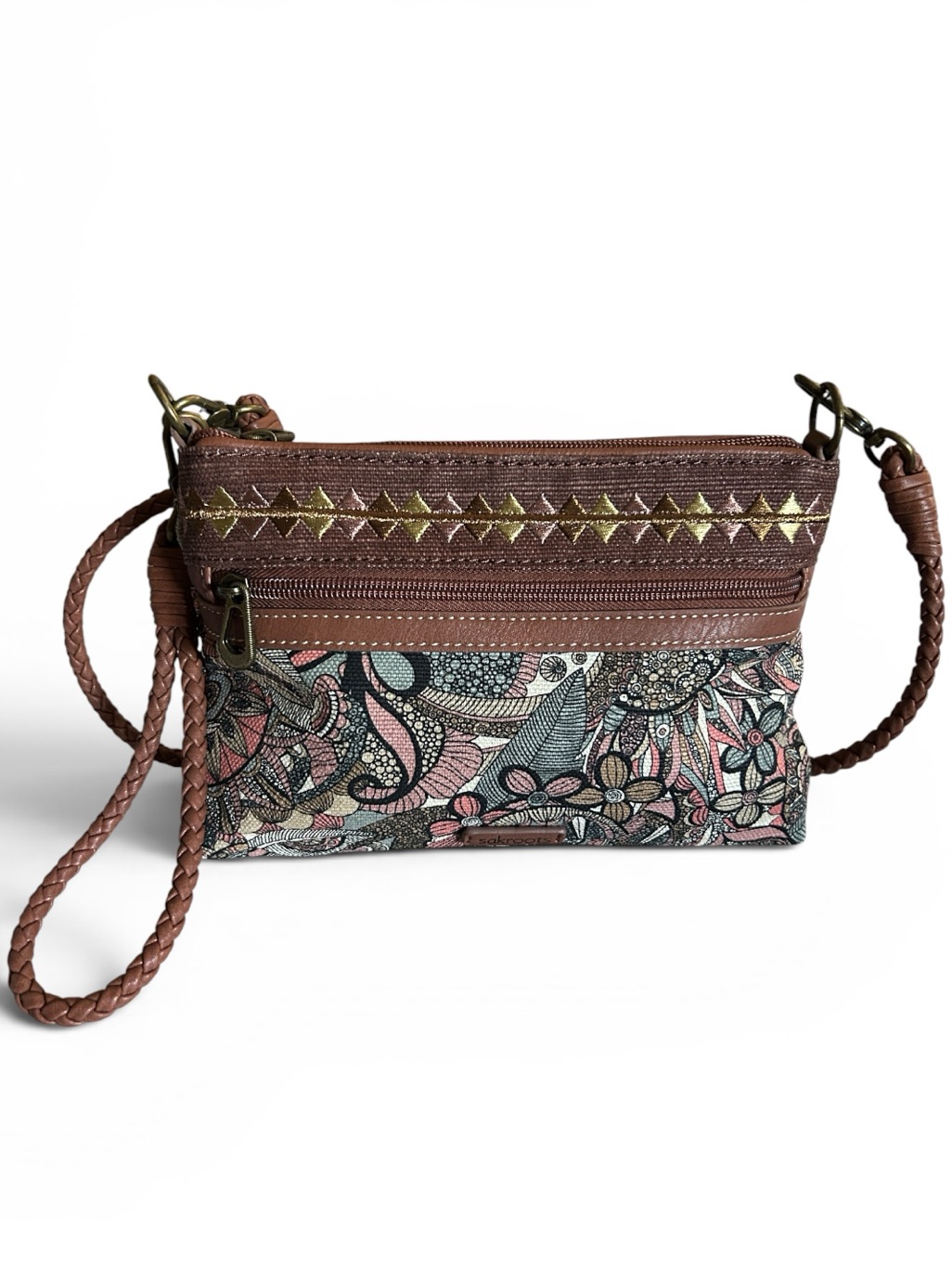 Sakroots Artist Circle Convertible Crossbody Wristlet With Braided Straps